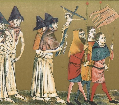 Religious gathering depicted in a historical illustration